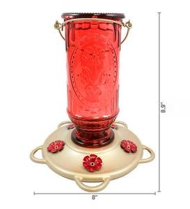 Vintage Glass and Metal 20-Ounce Hummingbird Feeder