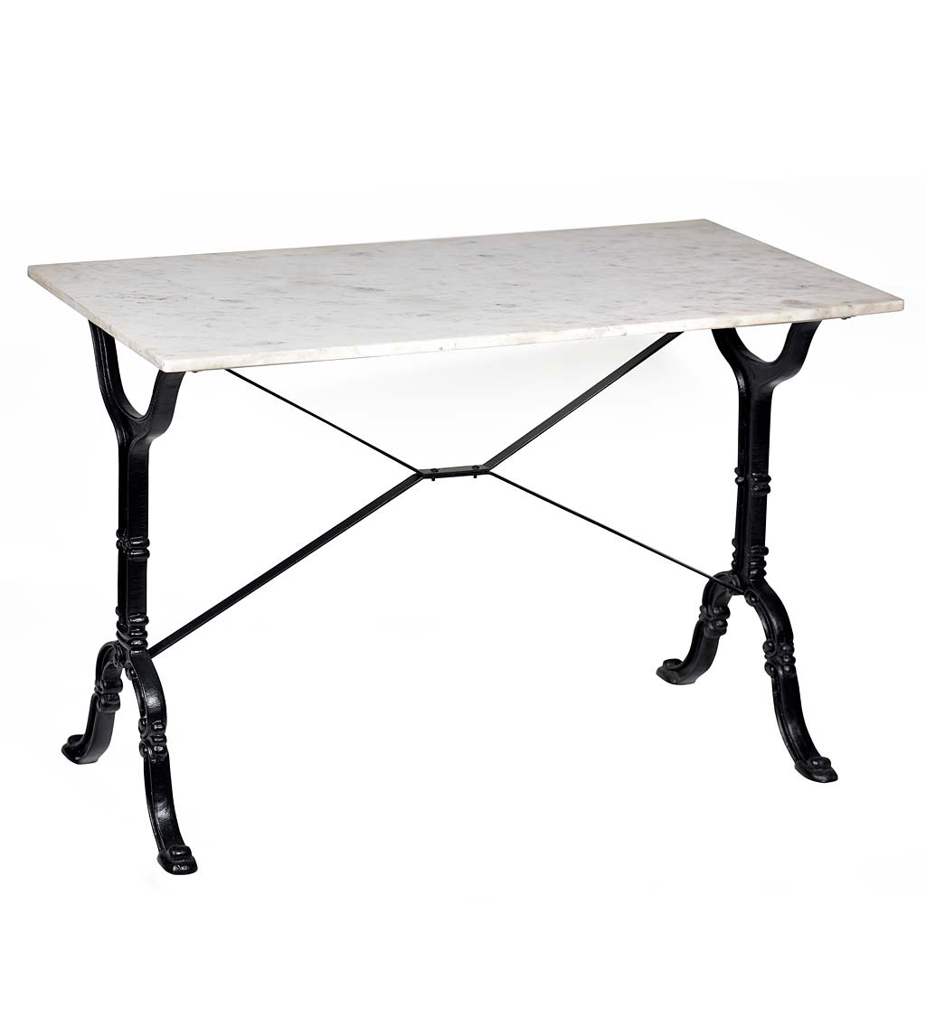 Marble-Top Console Table with Cast Iron Base