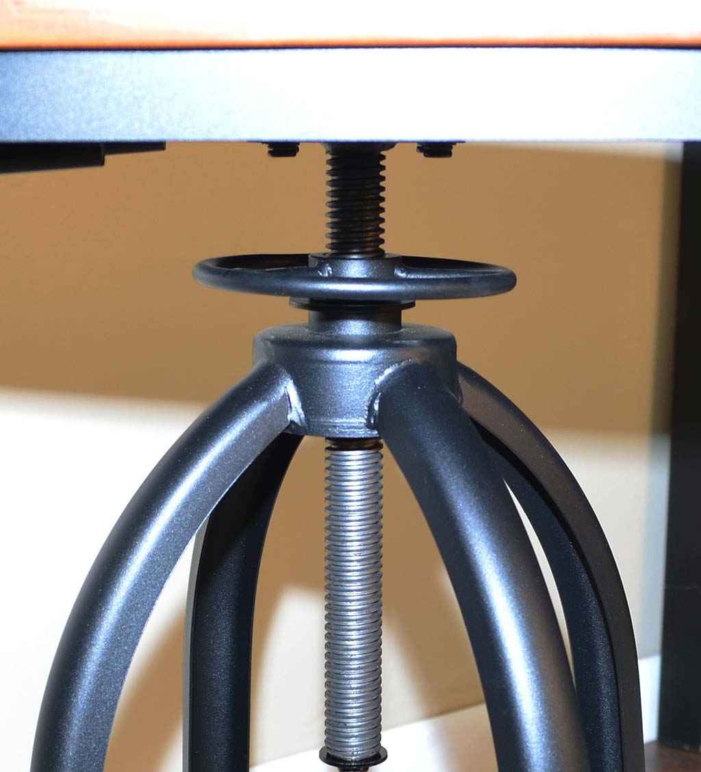 Deluxe Adjustable-Height Wood and Metal Stool with Back Rest