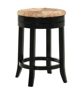 24" Round Rush Seat Swivel Counter Stool