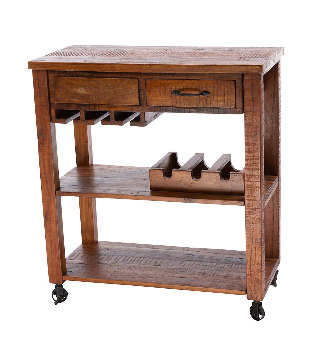 Allegheny Reclaimed Wood Rolling Bar Cart