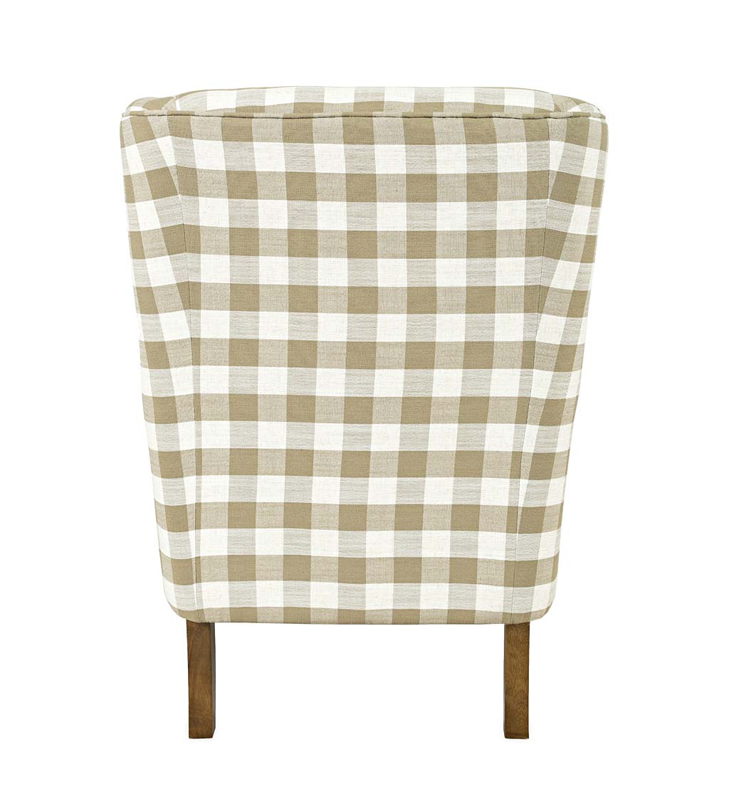 Buffalo Plaid Upholstered Wingback Chair - Natural