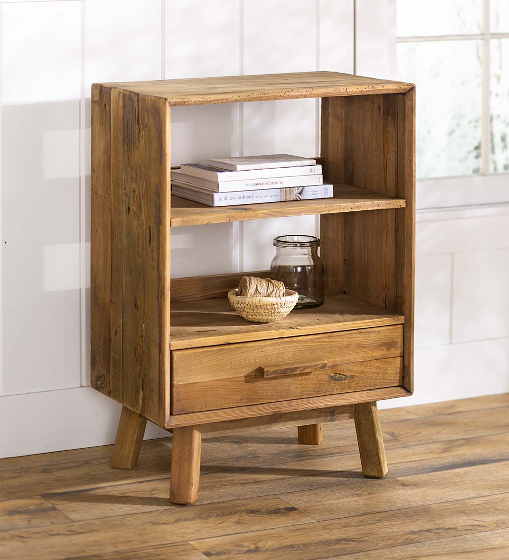 Rowan Ridge Reclaimed Pine Bookcase with Drawer