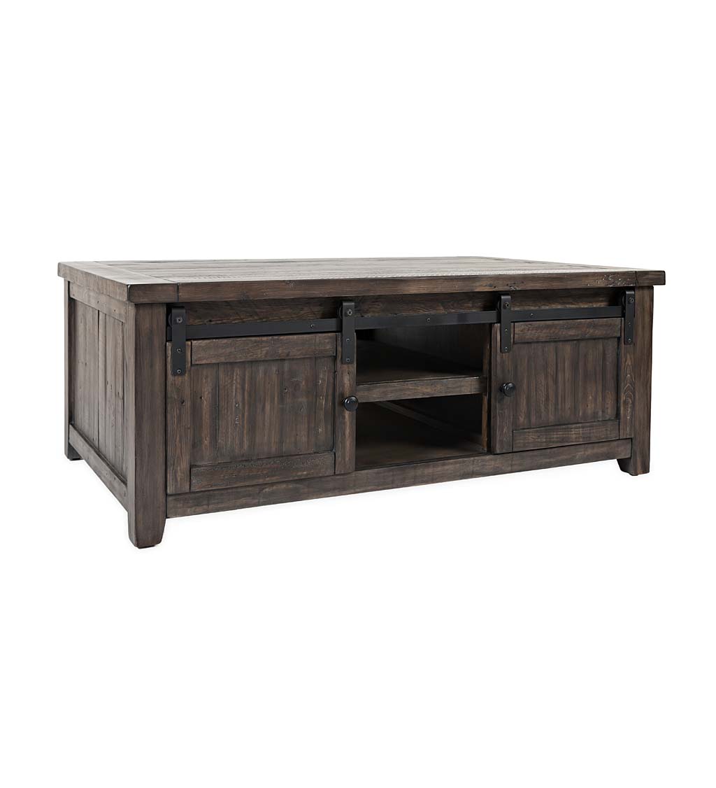 Cape Charles Reclaimed Barnwood Coffee/Cocktail Table with Sliding Barn Doors - Barnwood