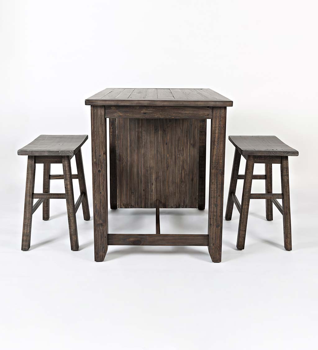 Cape Charles 3-Piece Barnwood Dining Set with Stools - Barnwood