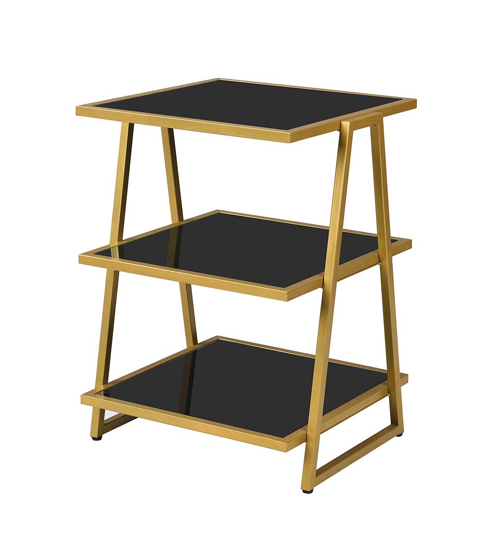Gold and Black 3-Shelf Accent Table