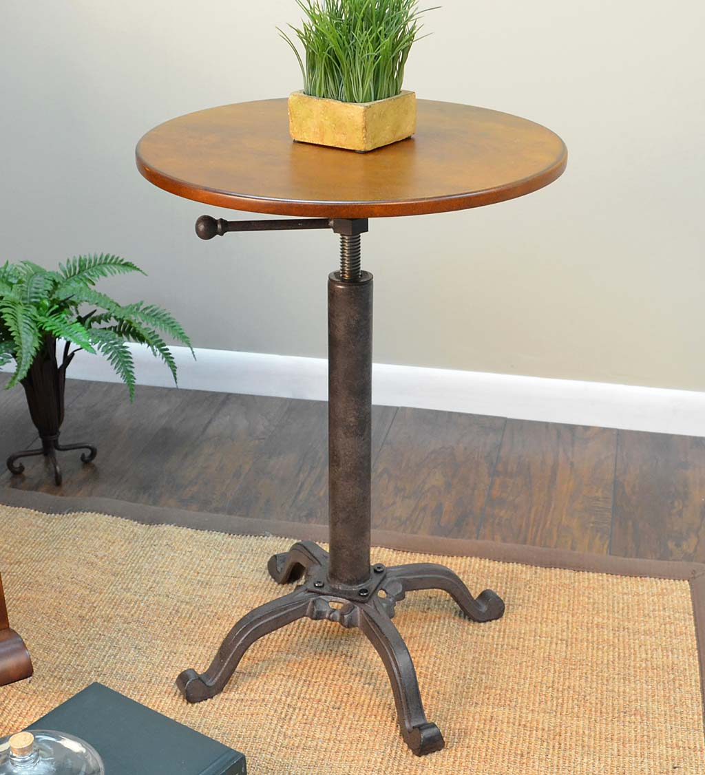 Vintage-Style Adjustable Height Accent Table