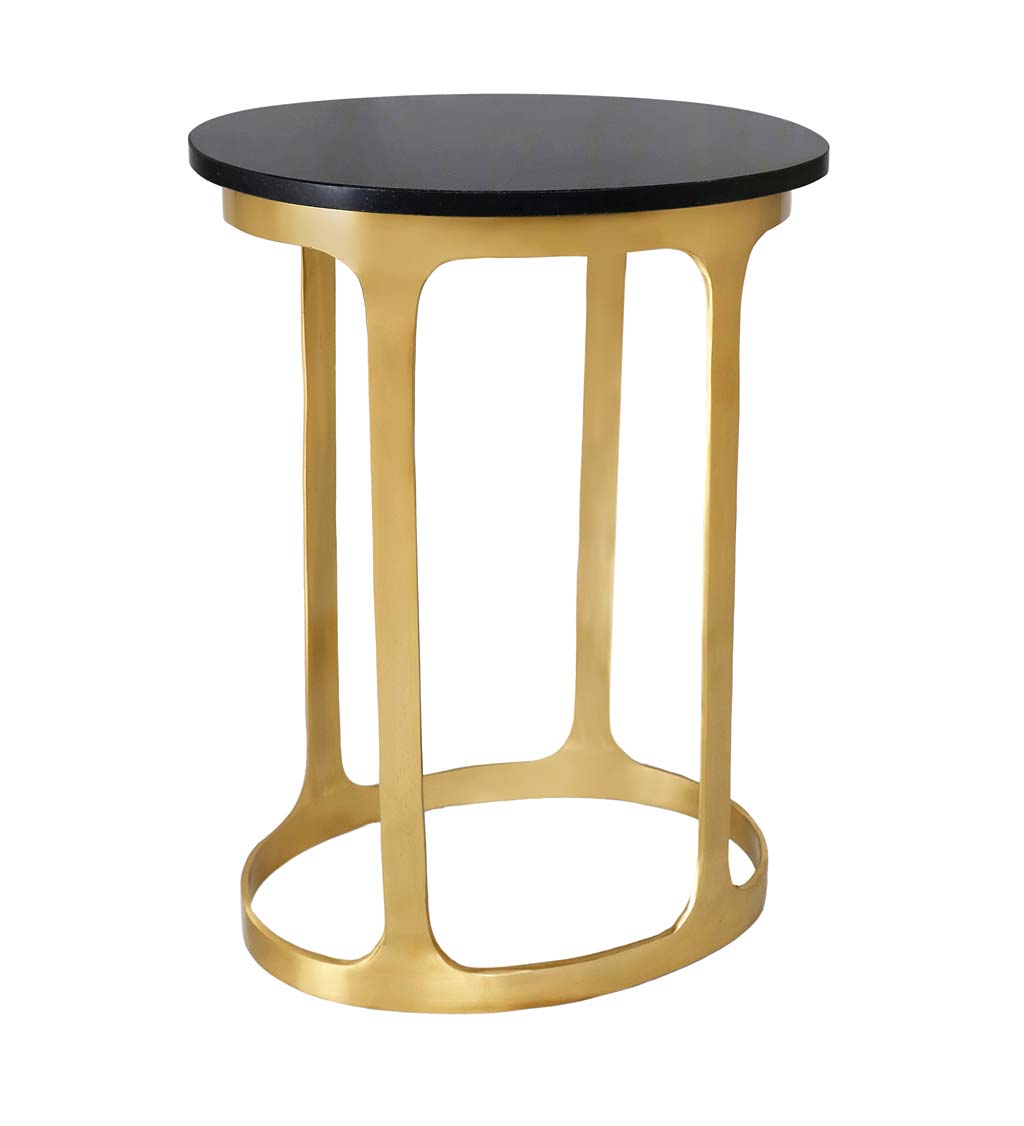 Black Marble Top Oval Accent Table