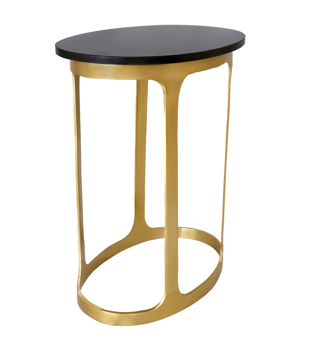 Black Marble Top Oval Accent Table