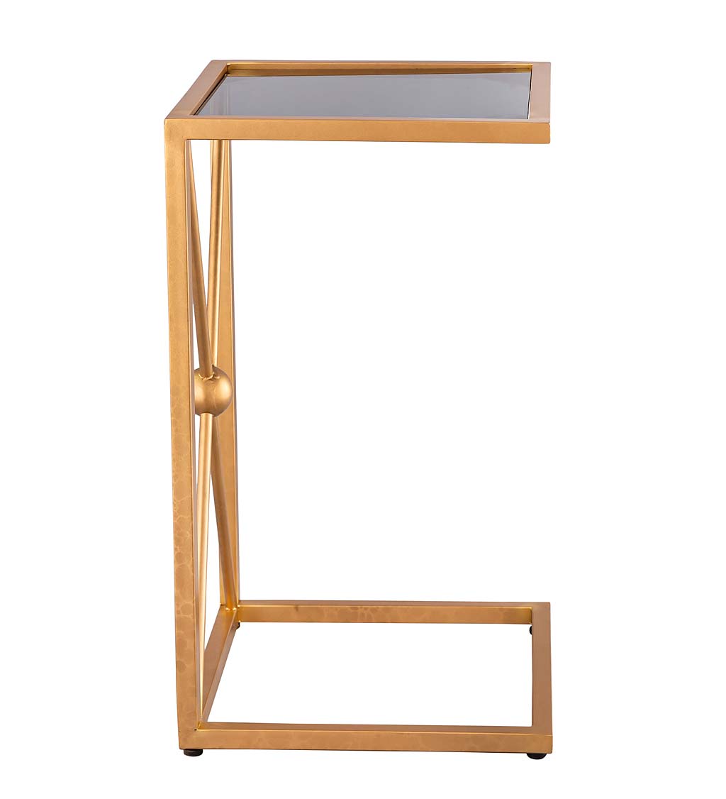 Gold and Black C-Shaped Accent Table