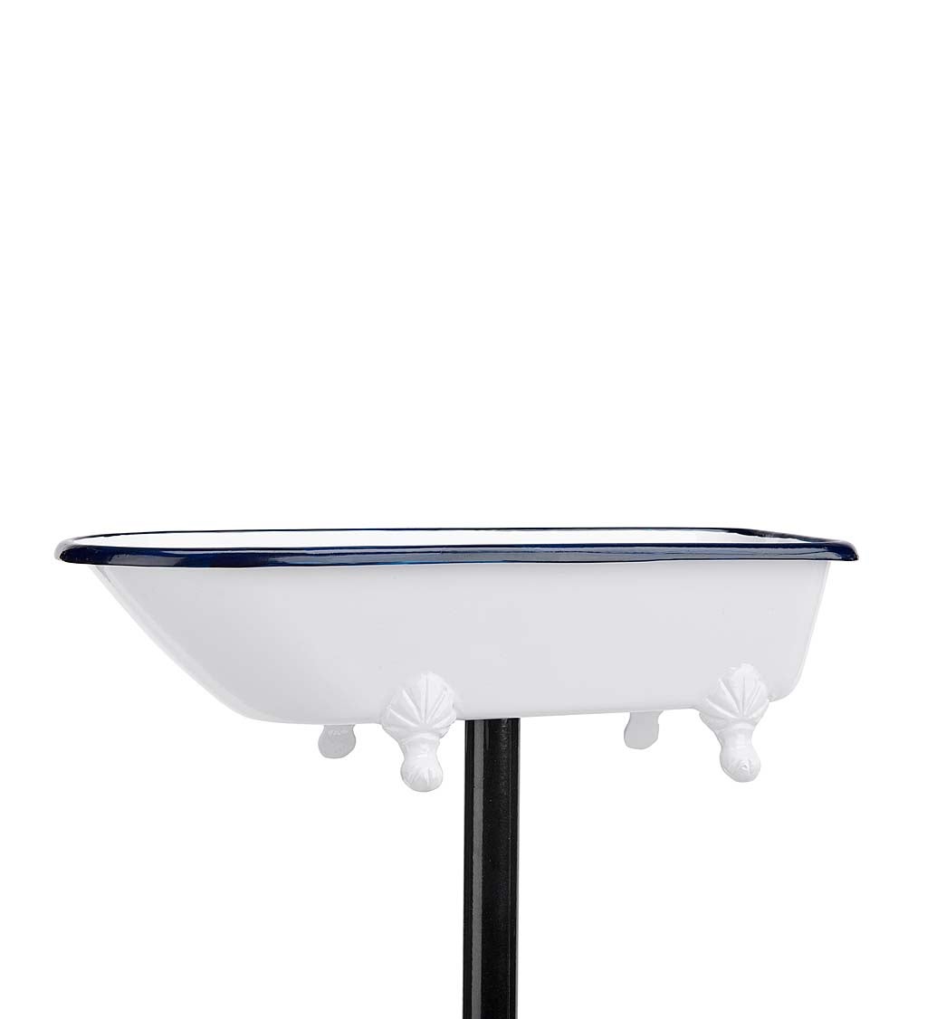 Splish Splash Birdbath, Brass With White Finish  - White