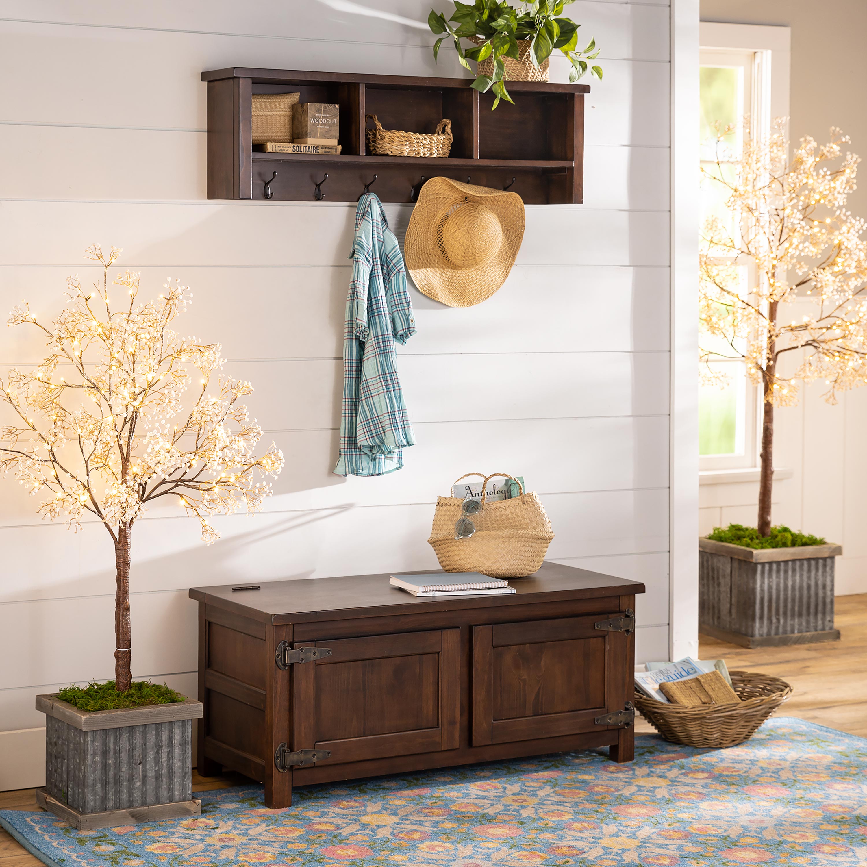 Portland Ice Box Wood Coffee Table/Bench with Replica Hardware - Walnut