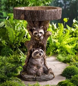 Resin Raccoon Birdbath