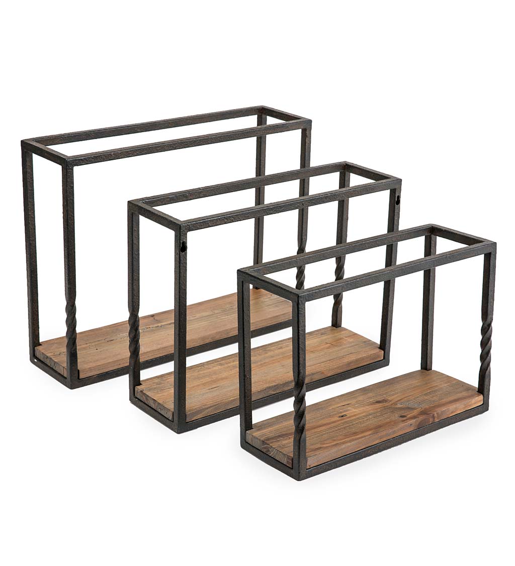 Deep Creek Wood And Metal Wall Shelves, Set of 3