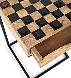 Checkerboard Pull-Up Side Table with Game Pieces