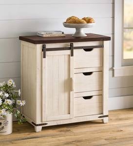 Cape Charles Barn Door Wood Storage Cabinet - White