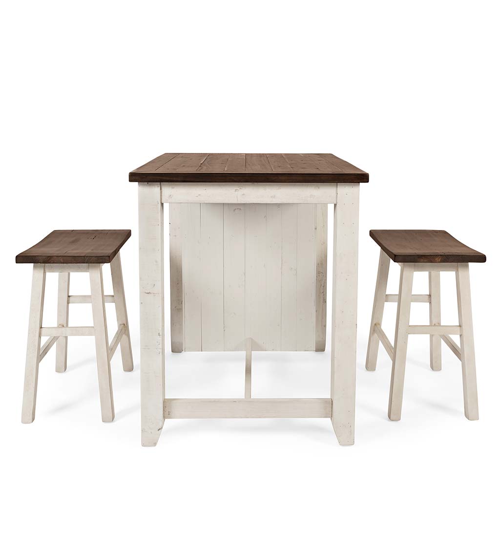 Cape Charles 3-Piece Wood Dining Set with Stools