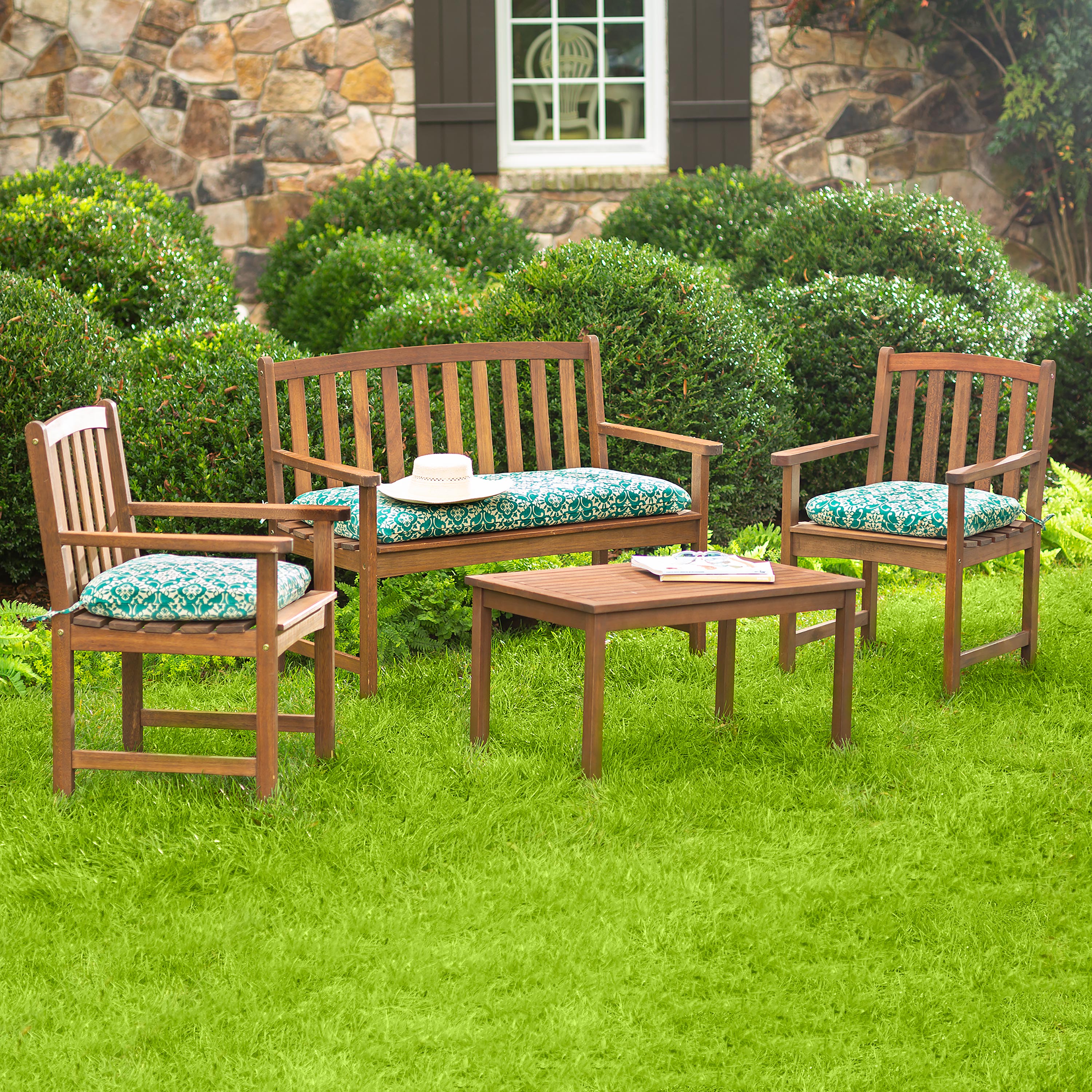 Lancaster Eucalyptus Outdoor Seating, 4-Piece Set - Natural