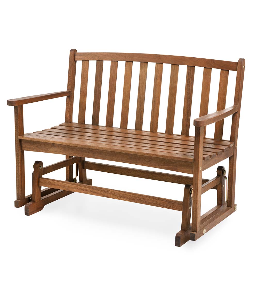 Eucalyptus Wood Love Seat Glider, Lancaster Outdoor Furniture Collection - Natural