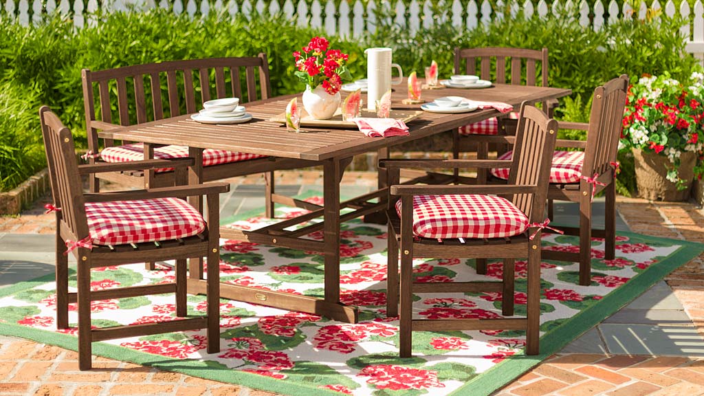 Lancaster Outdoor Furniture Collection, Eucalyptus Wood Extension Table and 6 Chairs