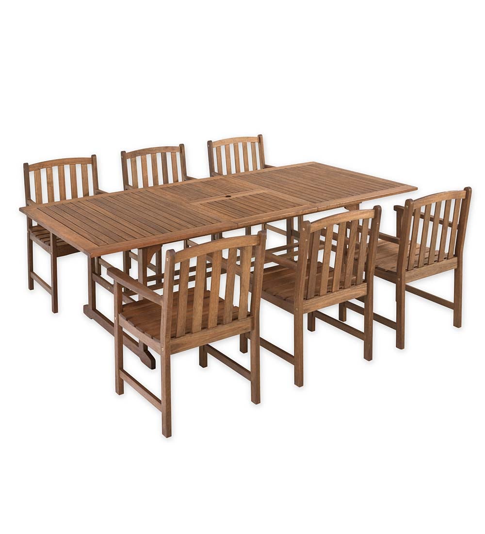 Lancaster Outdoor Furniture Collection, Eucalyptus Wood Extension Table and 6 Chairs