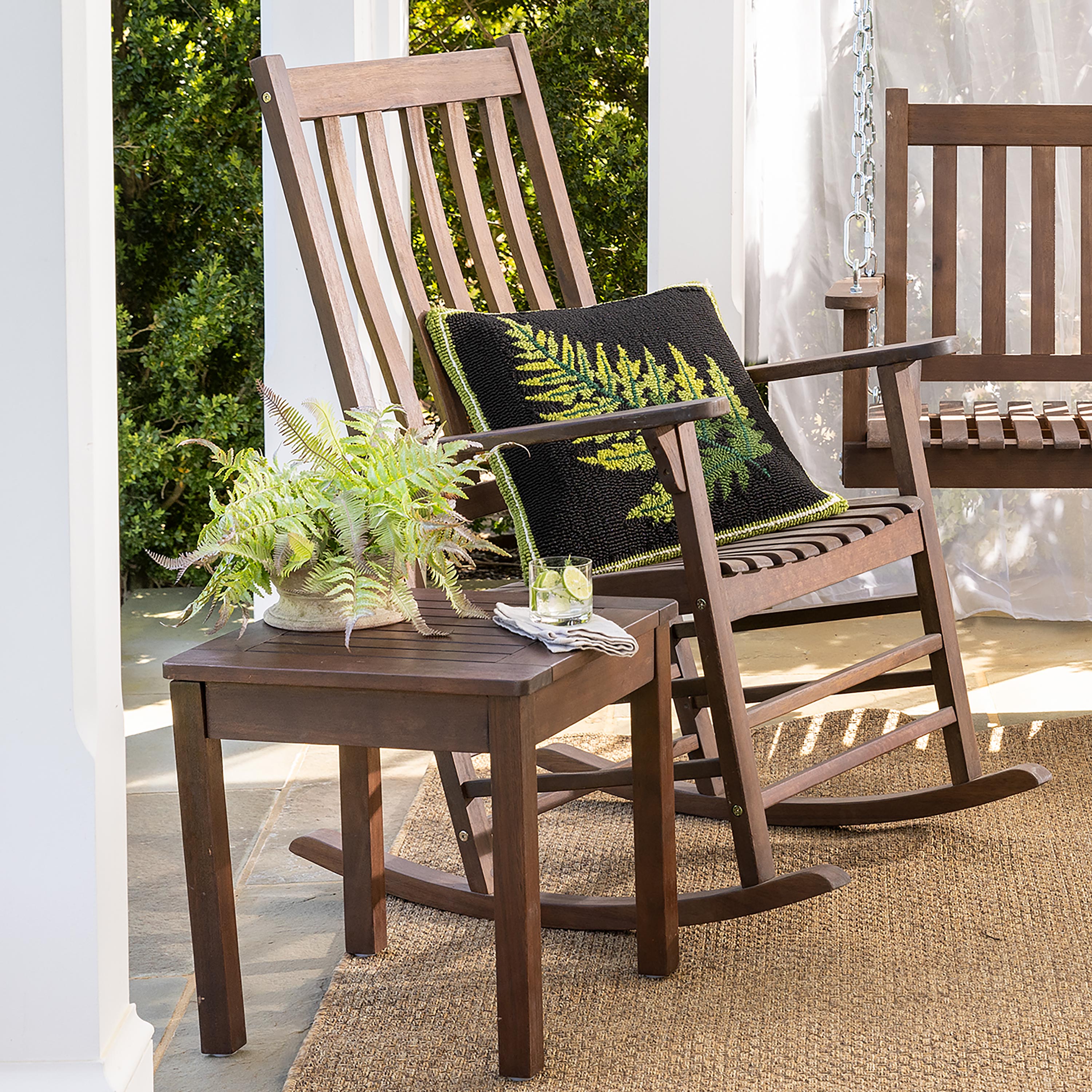 Slatted Wood Rocking Chair