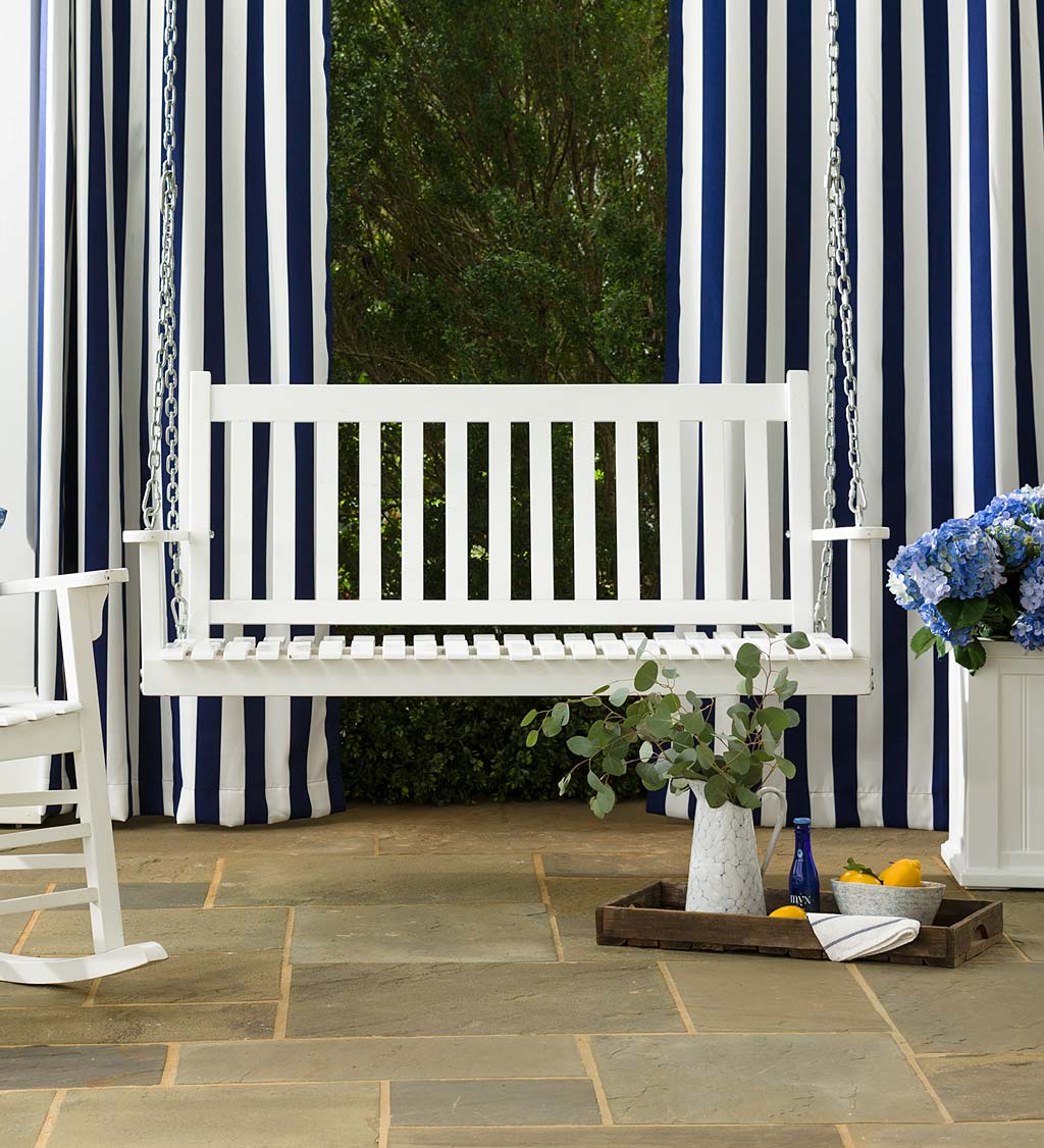 Coastal Stripe Outdoor Curtain Panel with Grommets