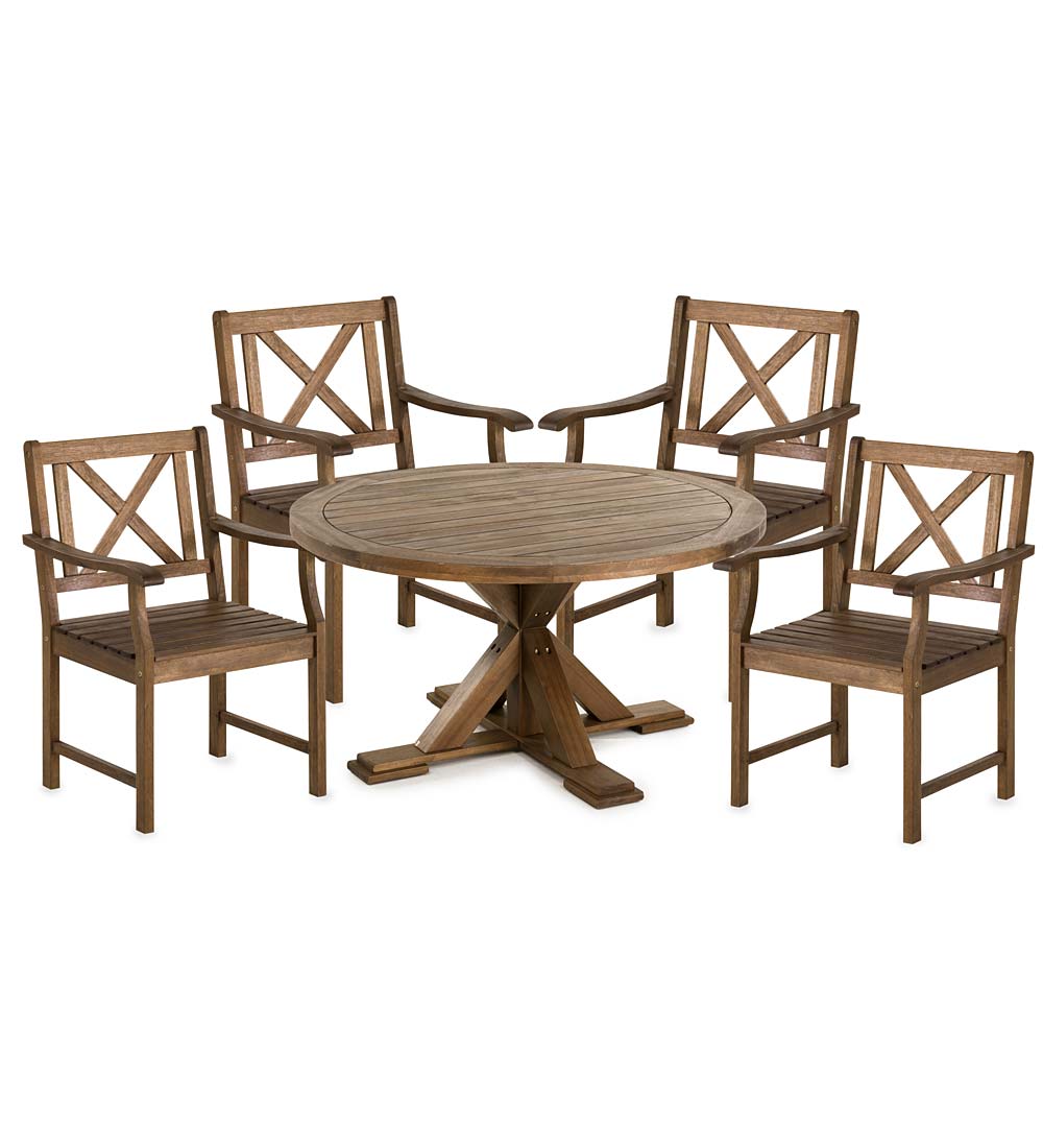 Claremont Eucalyptus Round Dining Table and Four Chairs - Natural