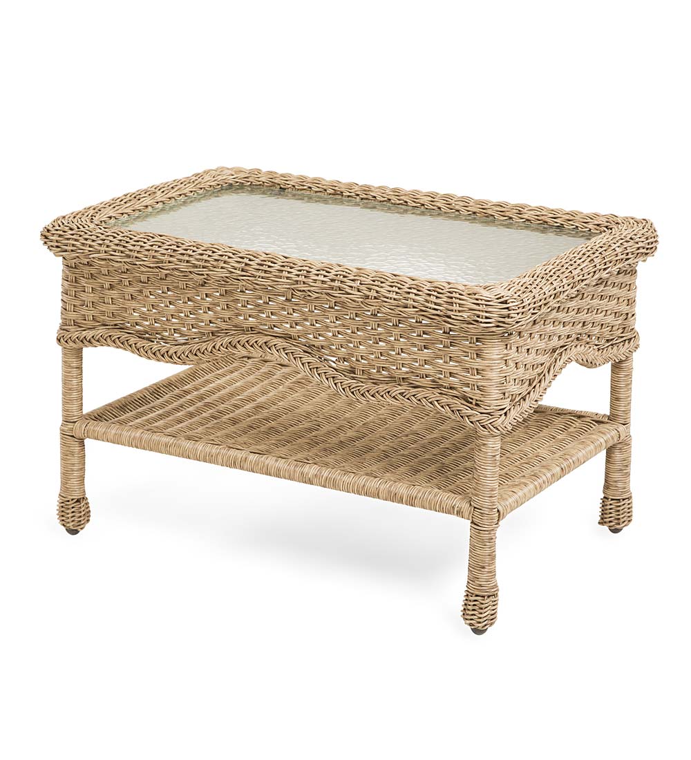 Prospect Hill Wicker Coffee Table with Glass Tabletop