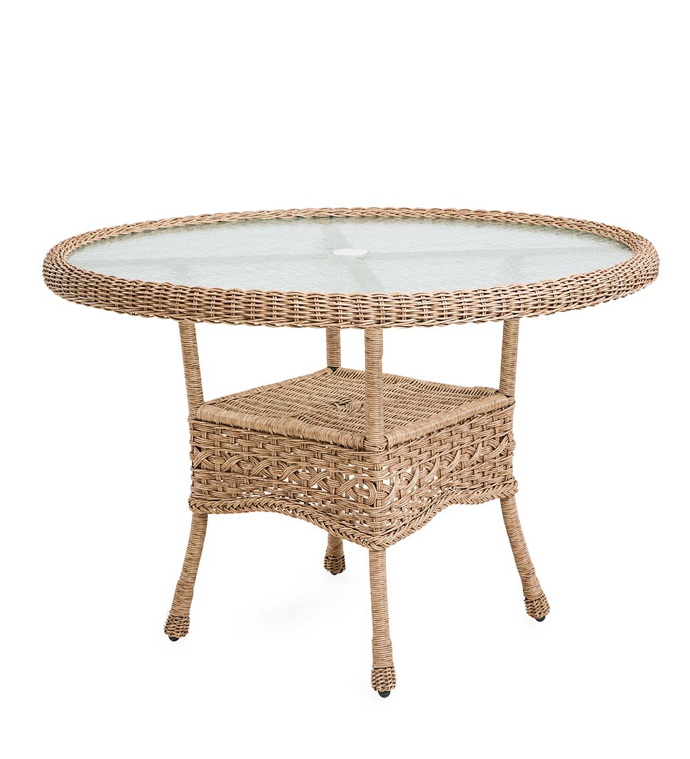 Prospect Hill Wicker Round Dining Table and 4 Chairs Set