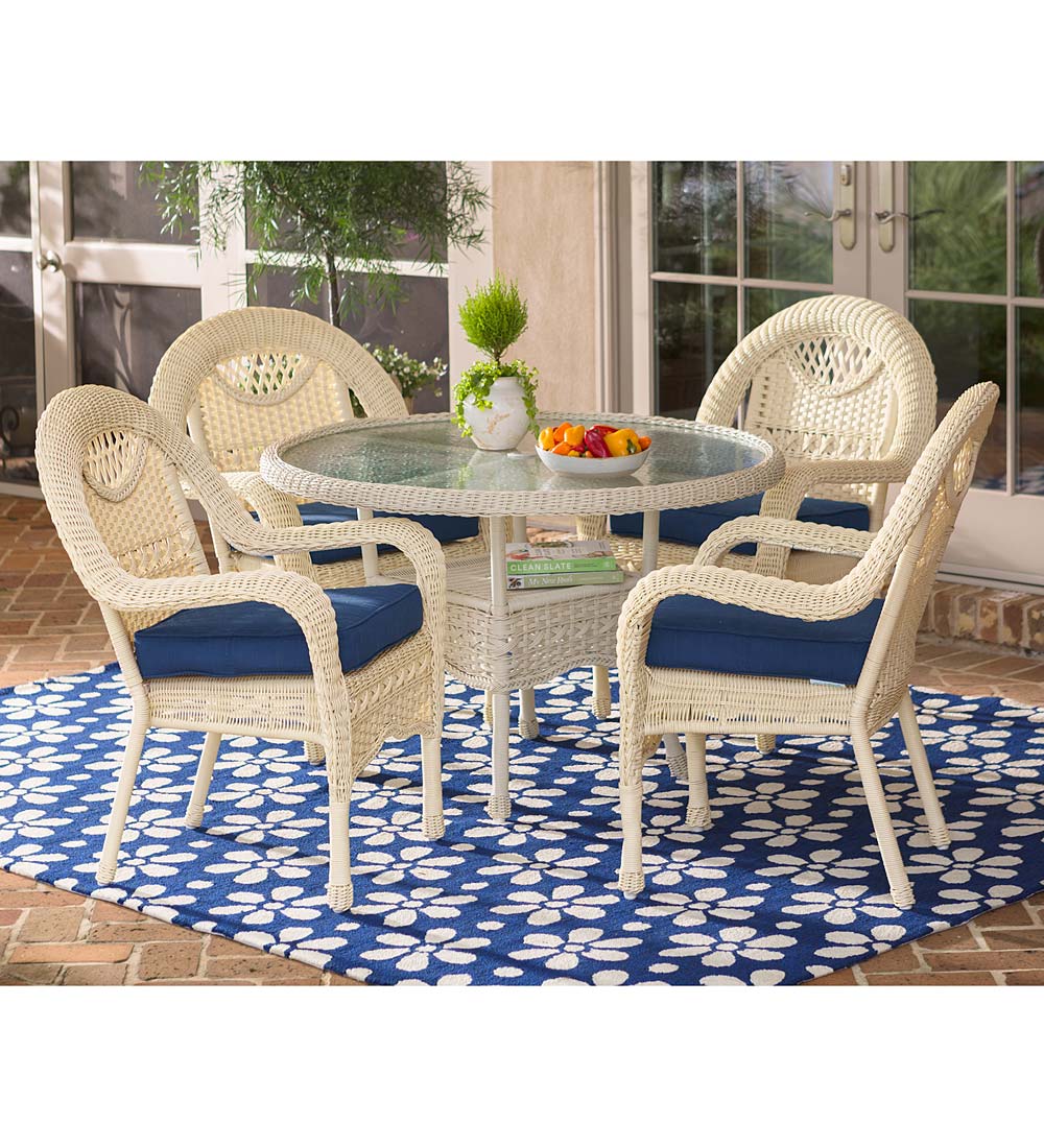 Prospect Hill Wicker Round Dining Table and 4 Chairs Set