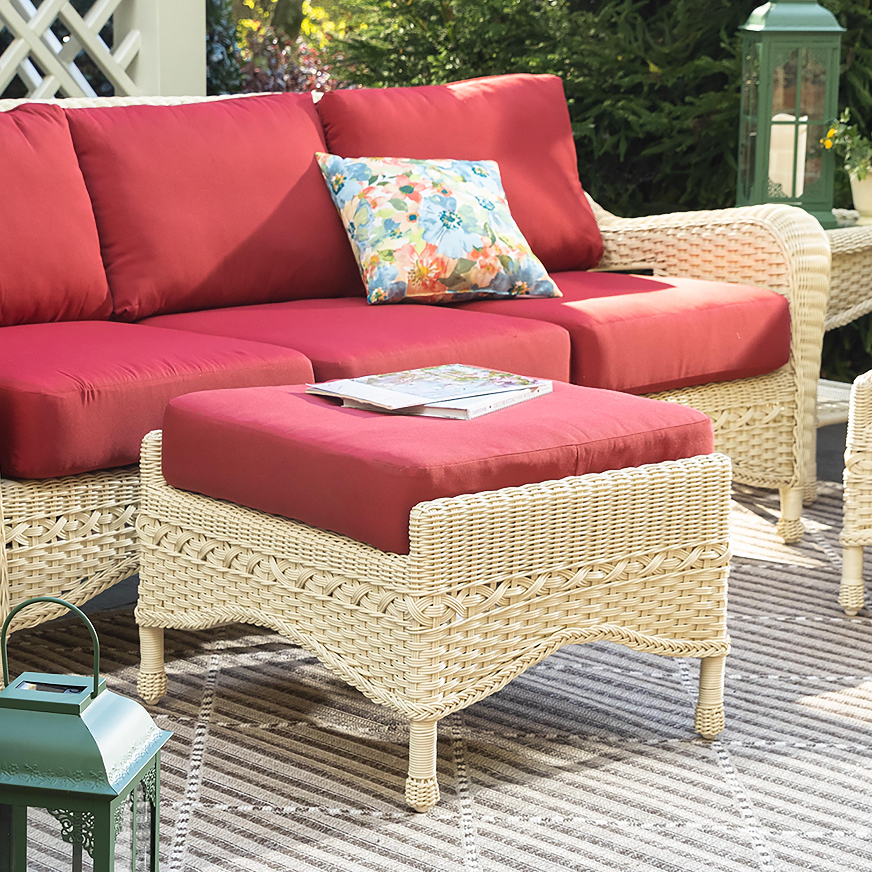 Prospect Hill Outdoor Wicker Deep Seating Ottoman with Cushion