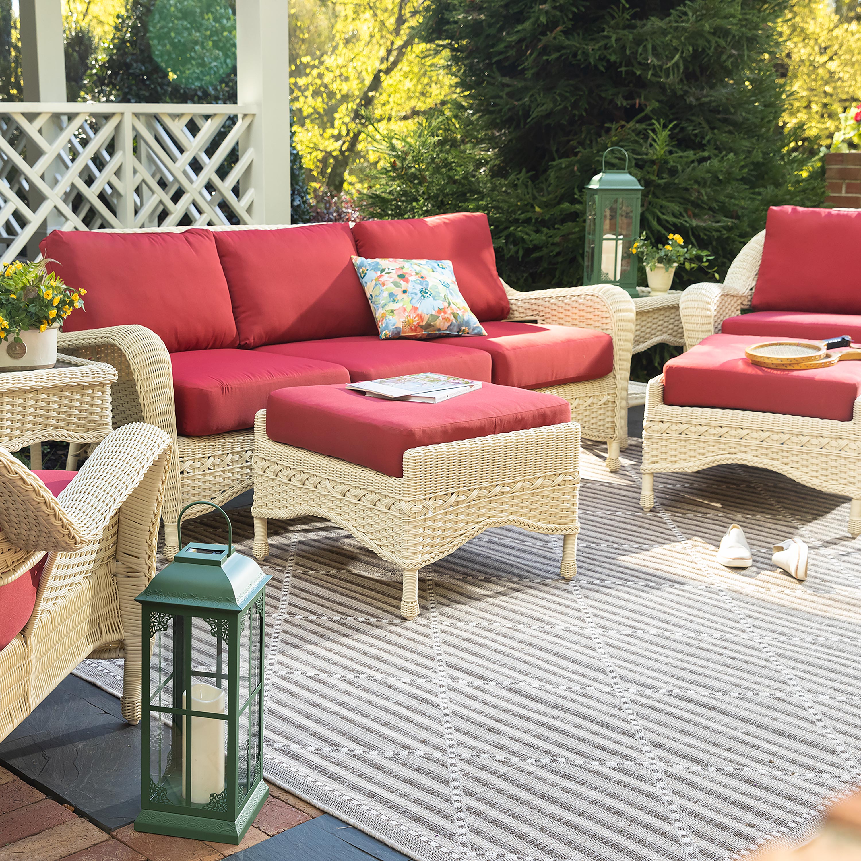 Prospect Hill Outdoor Wicker Deep Seating Sofa Set with Cushions