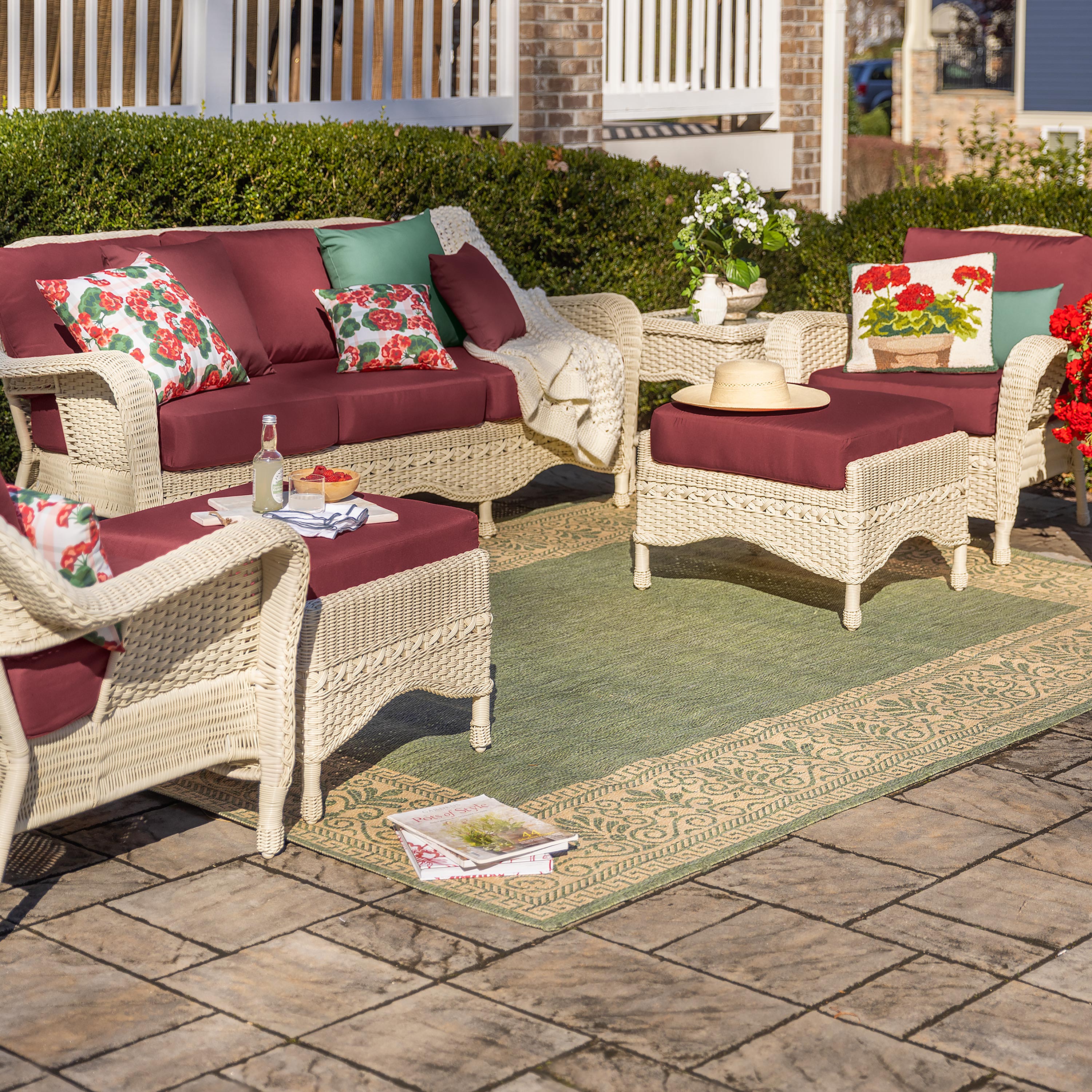 Prospect Hill Outdoor Wicker Deep Seating Sofa with Cushions