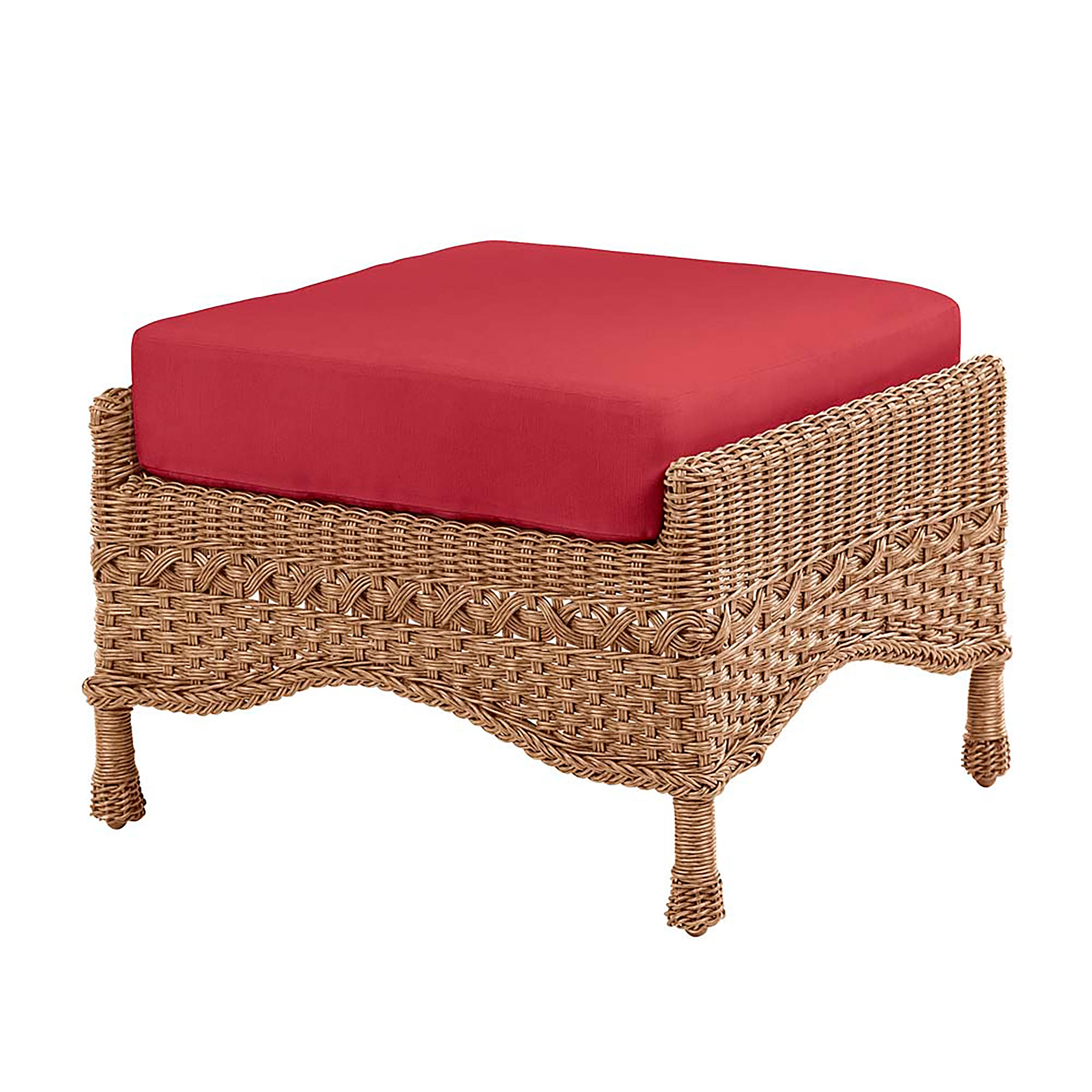 Prospect Hill Outdoor Wicker Deep Seating Ottoman with Cushion