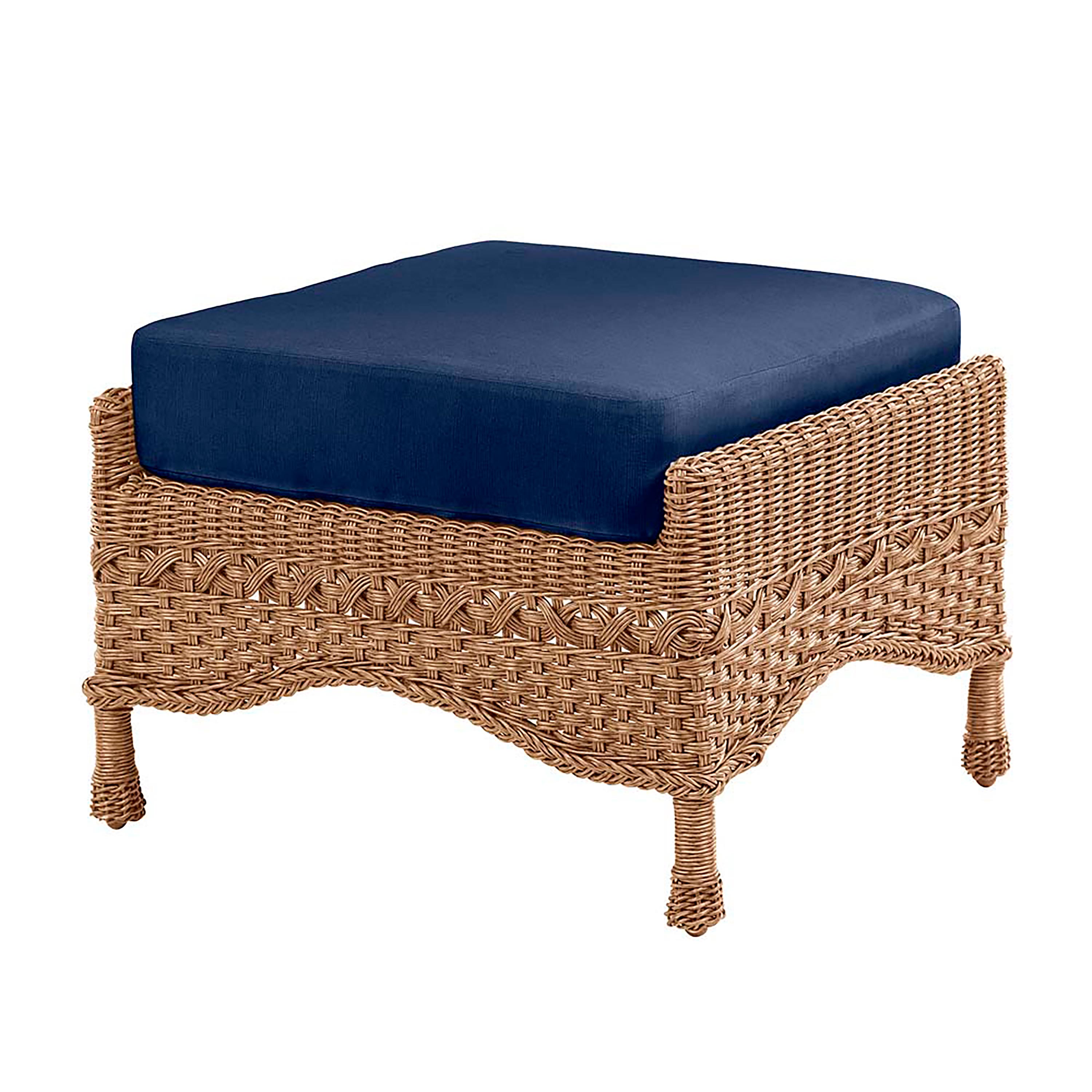 Prospect Hill Outdoor Wicker Deep Seating Ottoman with Cushion