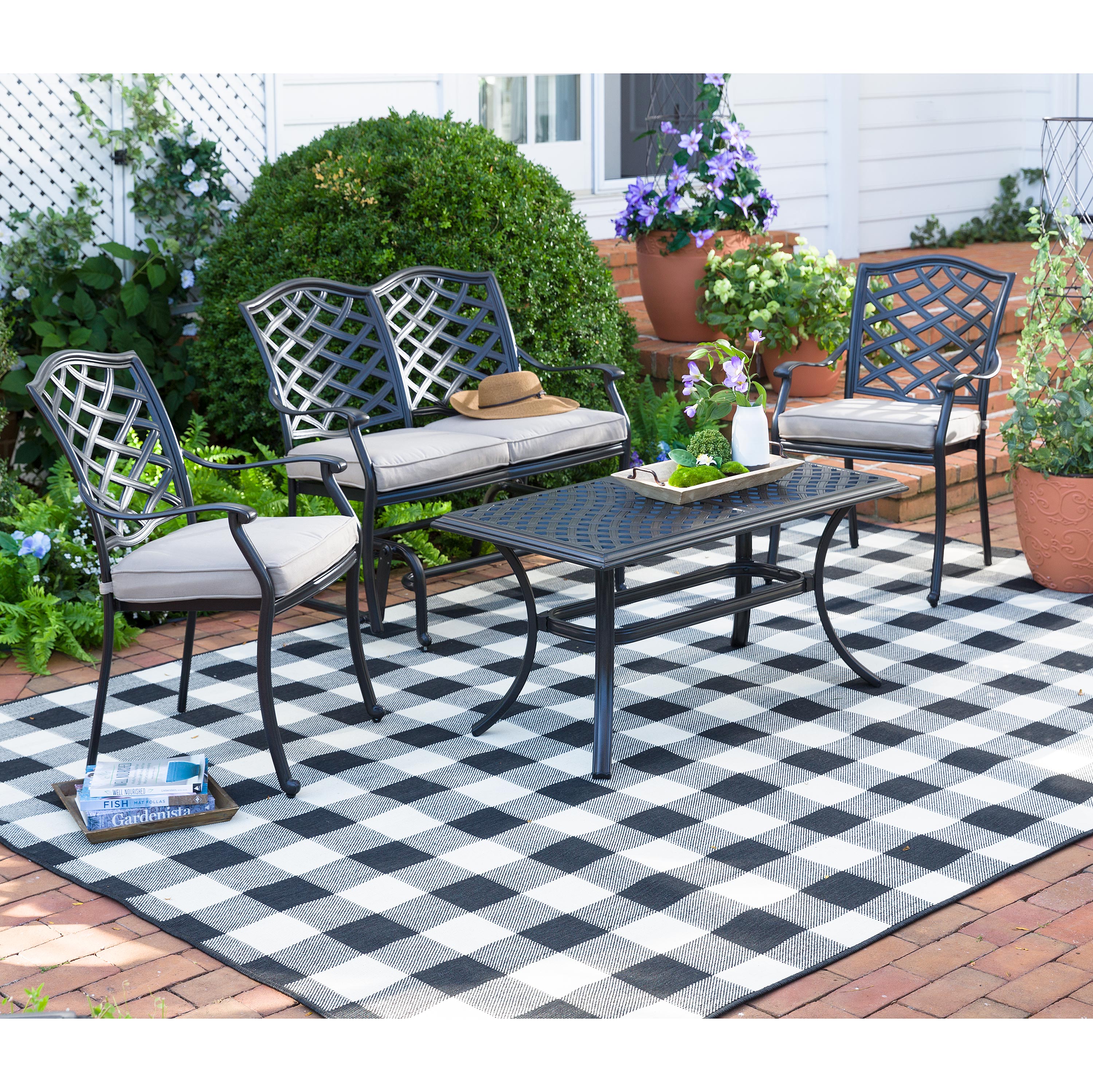 Park Grove Cast Aluminum Outdoor 4-Piece Seating Set with Cushions