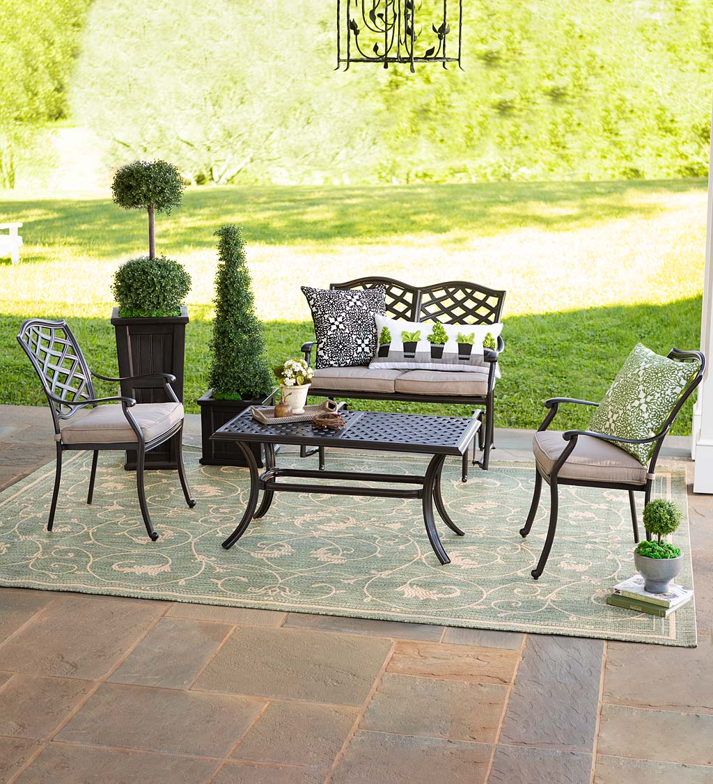 Park Grove Cast Aluminum Outdoor 4-Piece Seating Set with Cushions