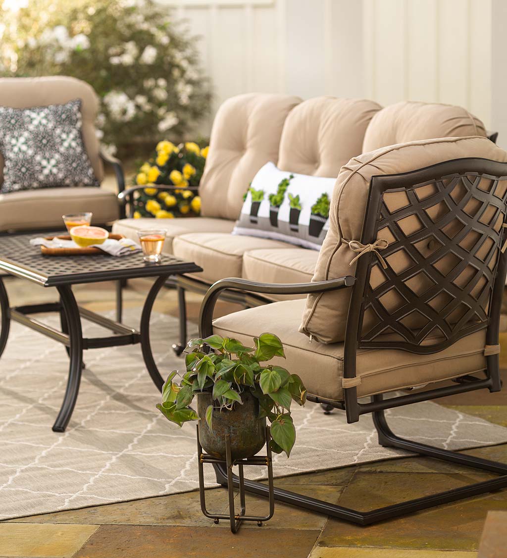 Park Grove Cast Aluminum Outdoor 4-Piece Deep Seating Sofa Set with Cushions