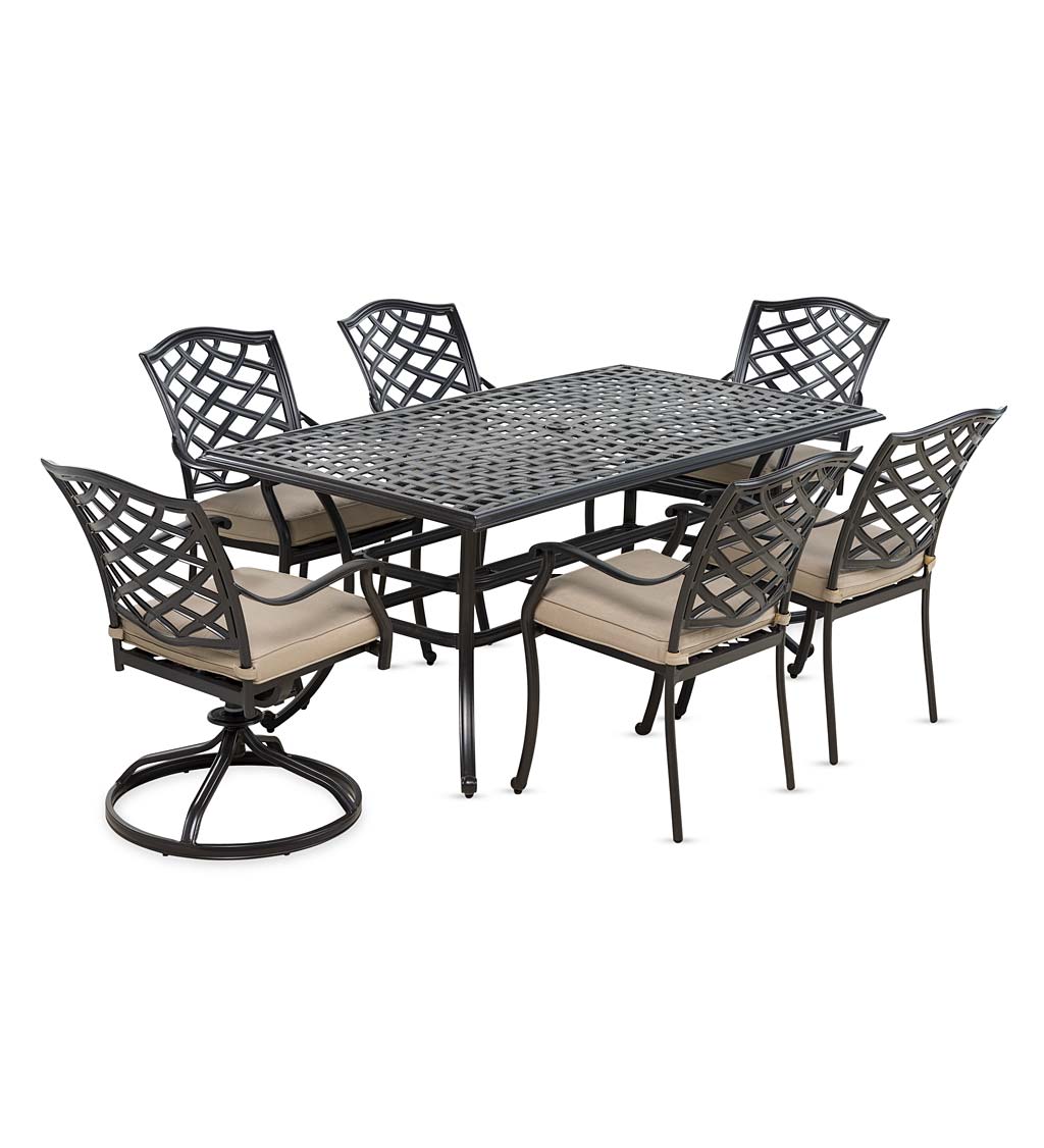 Park Grove Cast Aluminum Outdoor 7-Piece Dining Set with Cushions