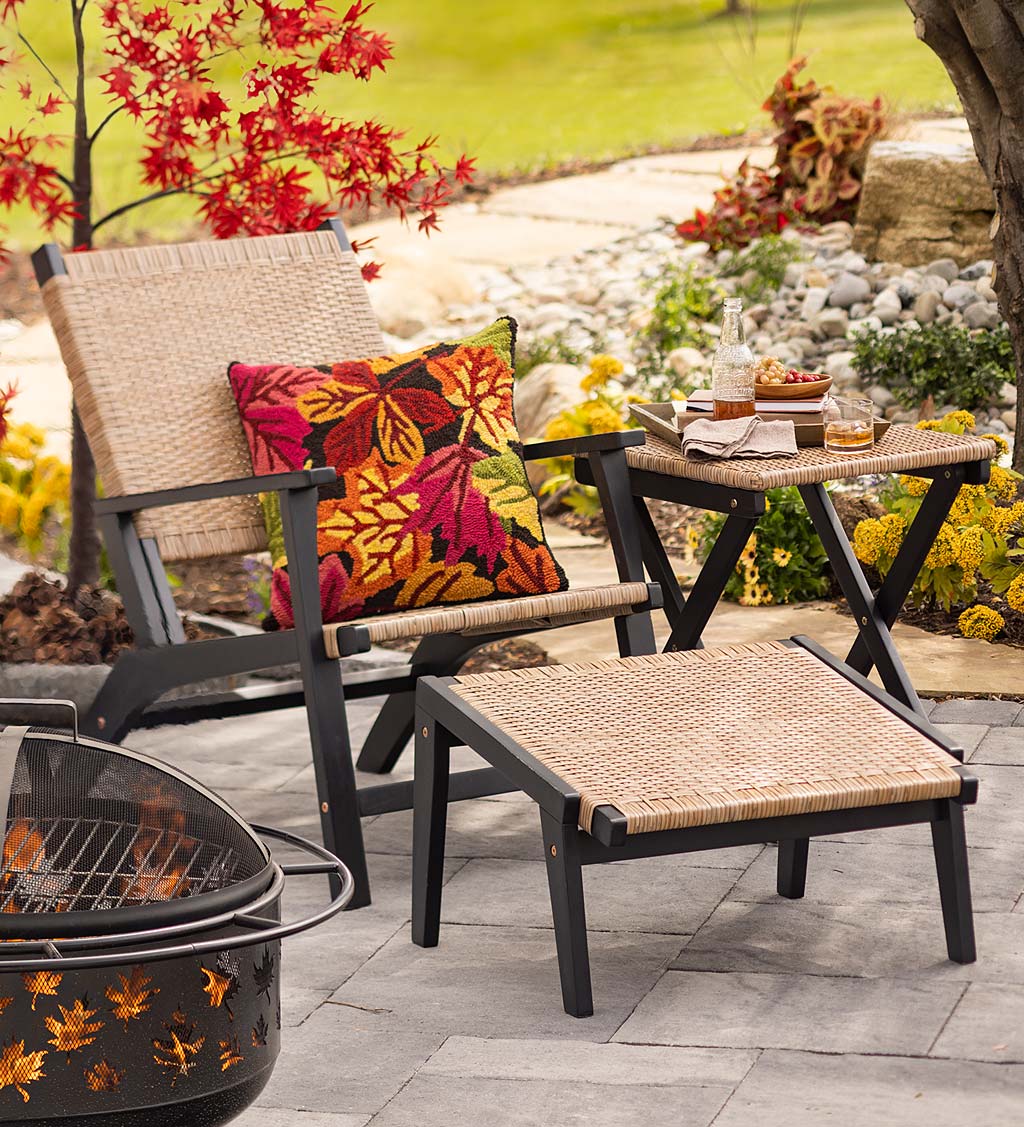 Claytor Eucalyptus Outdoor Furniture, Chair and Ottoman, 2-Piece Set