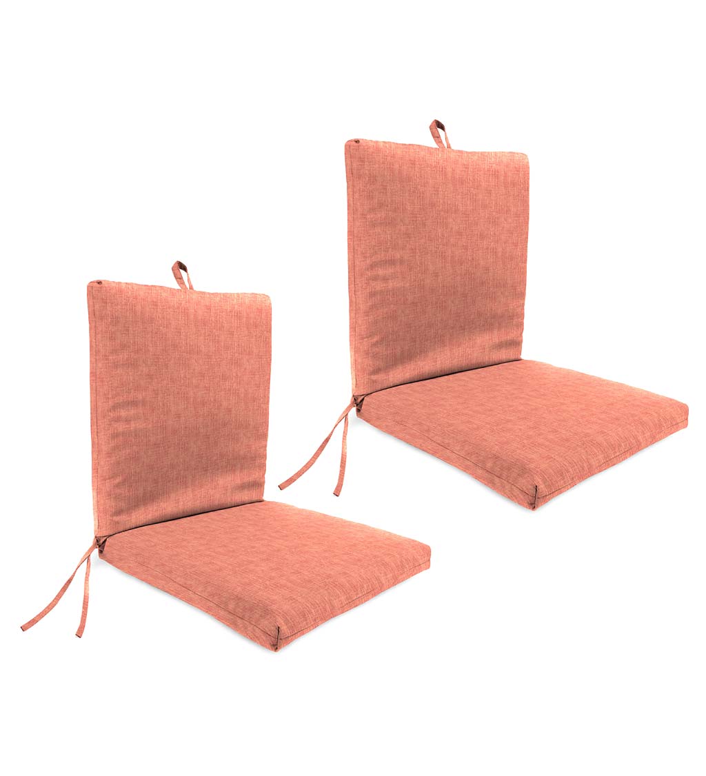 Indoor/Outdoor Classic Club Chair Cushion with Hinge and Ties, Set of 2