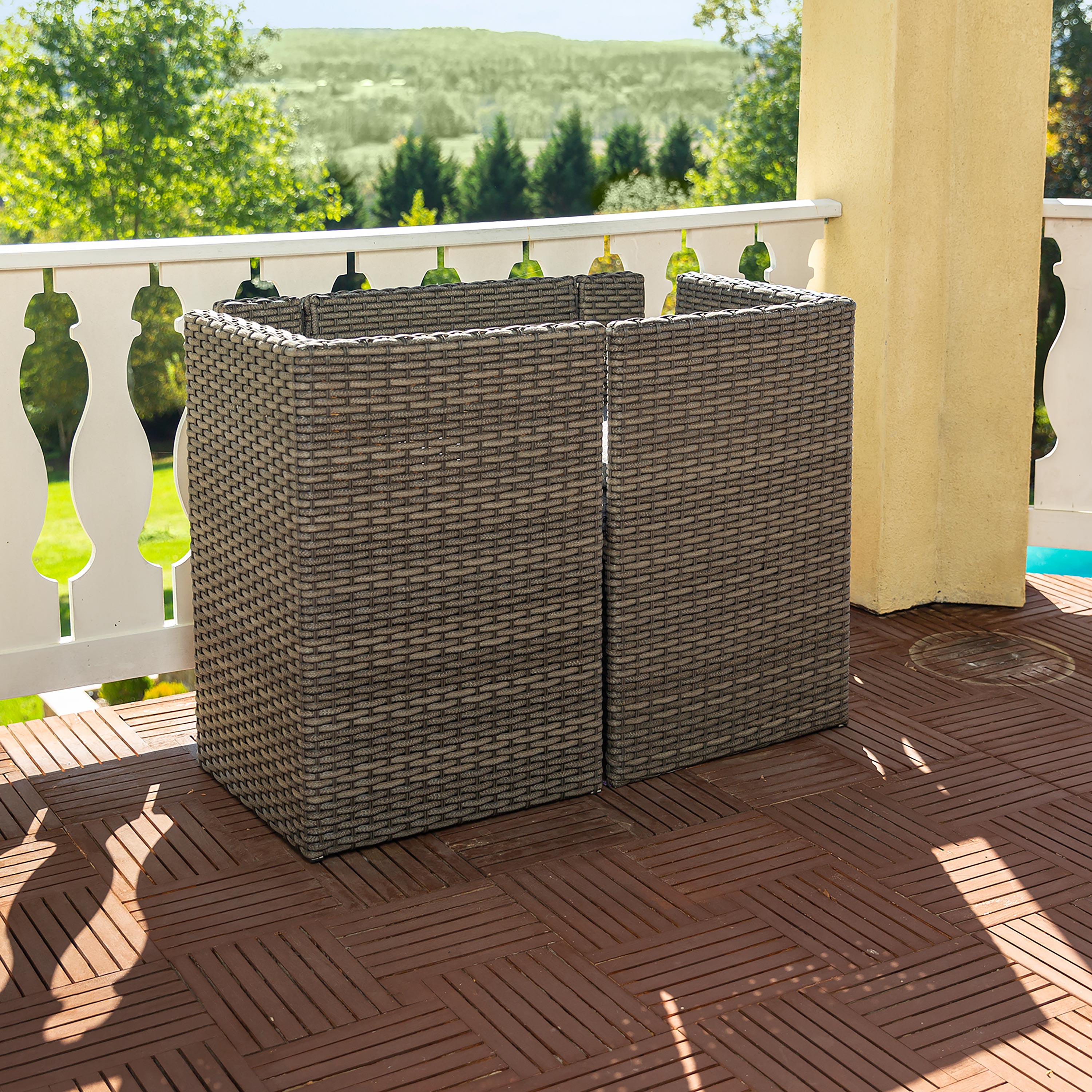 Compact Modular Wicker Balcony Seating Set with Multiple Configurations