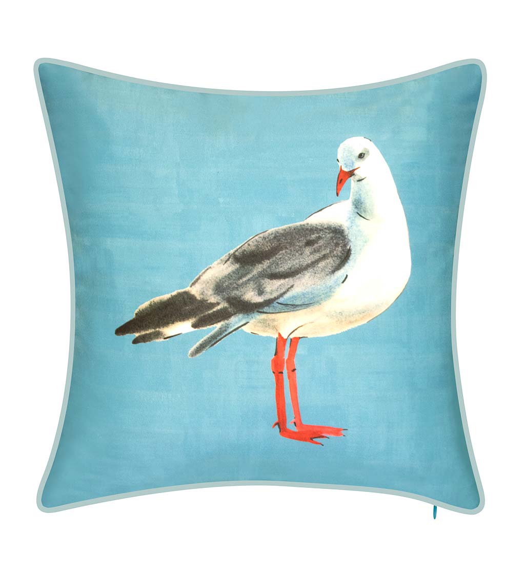 Indoor/Outdoor Watercolor Seagull Throw Pillow
