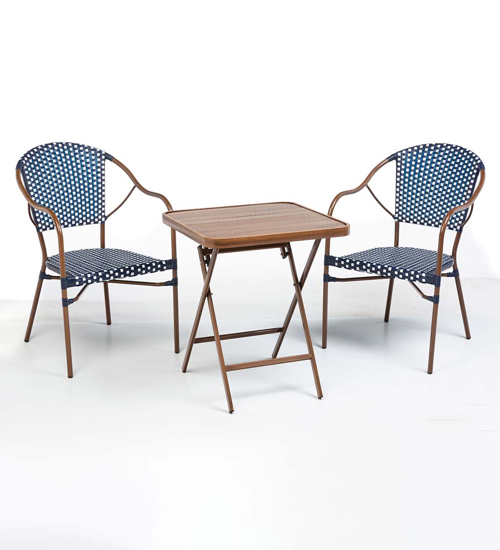 Resin Wicker Bistro Set with Folding Table, 3-Piece