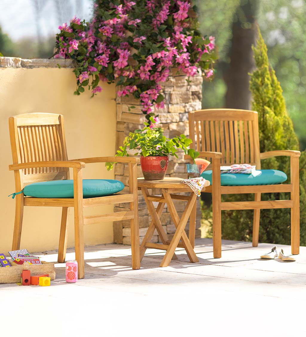 Small Round Teak Folding Side Table