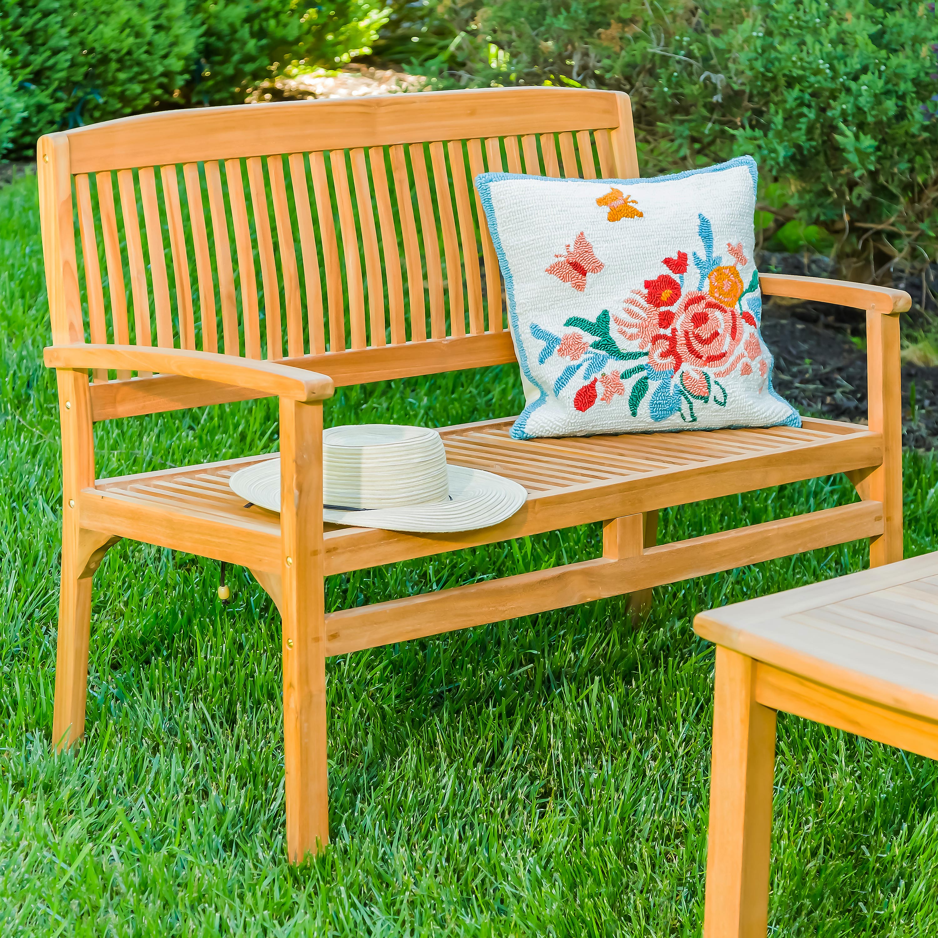 Teak Bench with Arm Rests