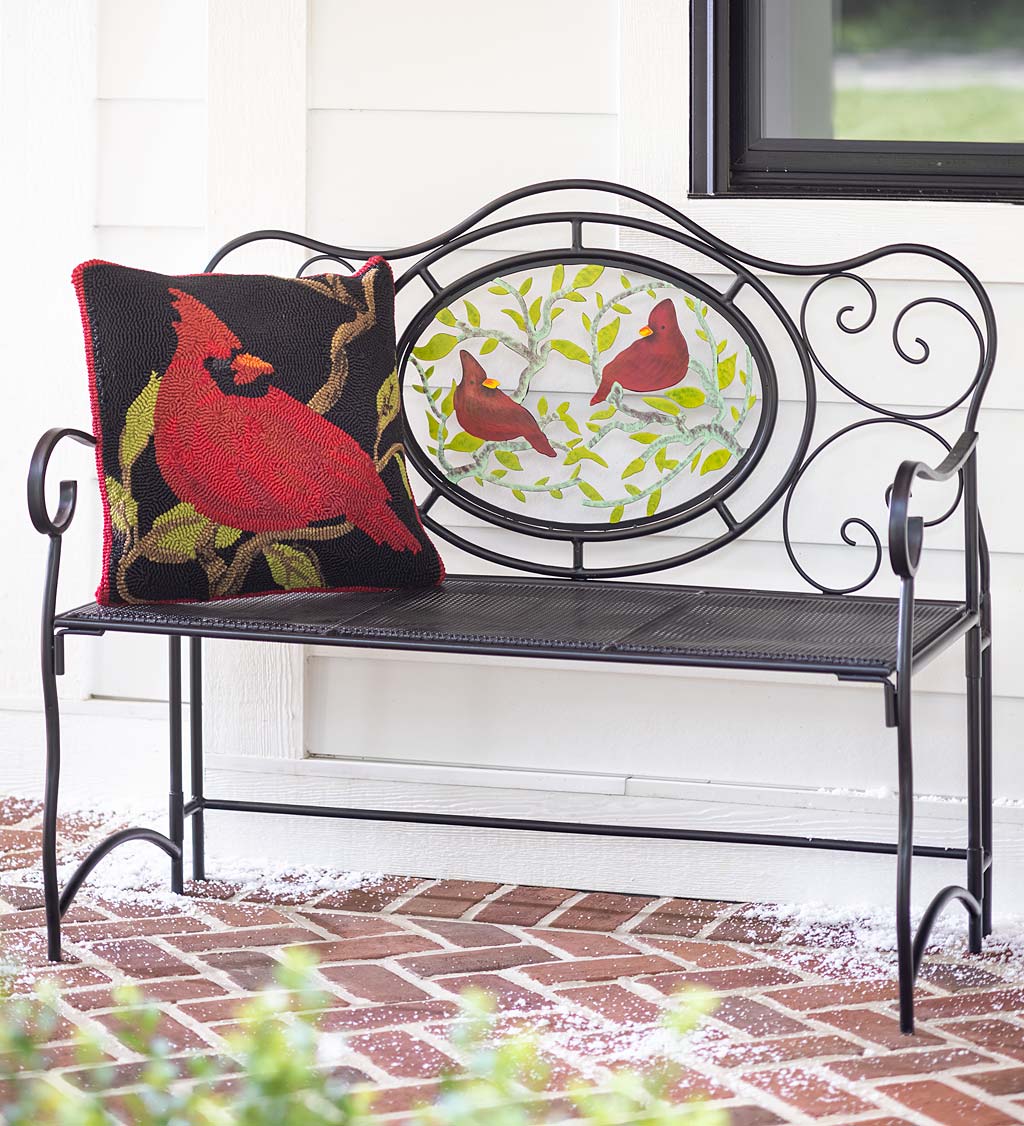 Indoor/Outdoor Hooked Cardinal Throw Pillow