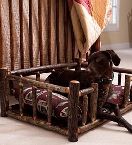 USA-Made Handcrafted Hickory Dog Rail Bed