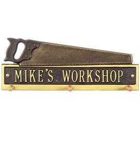 American Made Personalized Saw Hook Plaque In Cast Aluminum